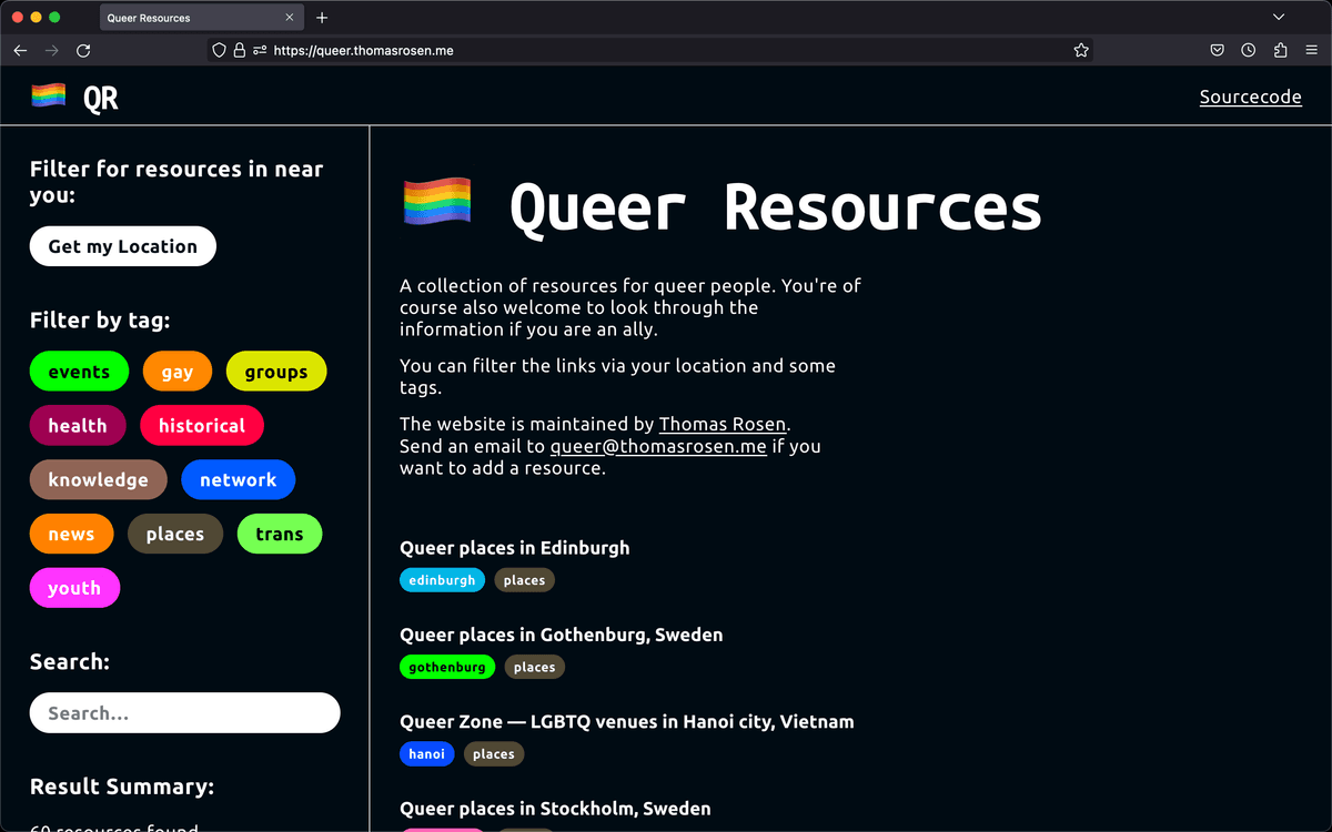 Screenshot of the website